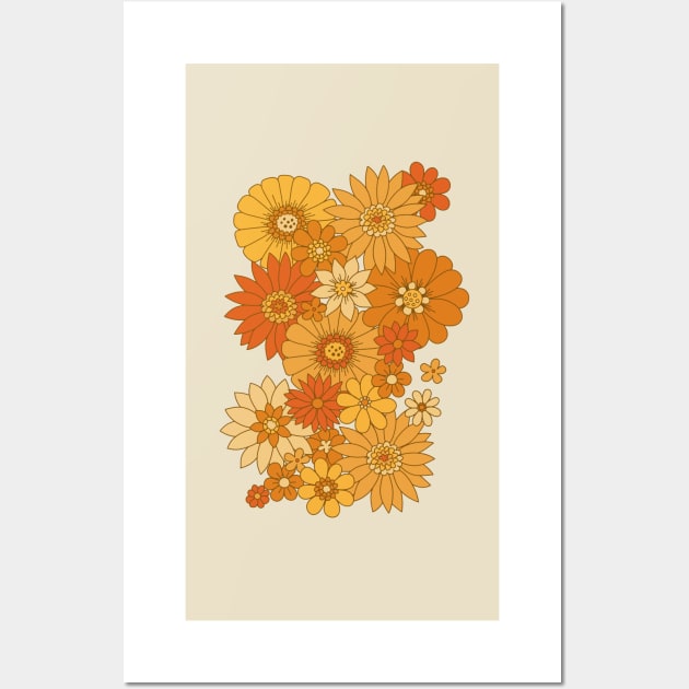 70s Retro Daisy Floral - Harvest Wall Art by latheandquill